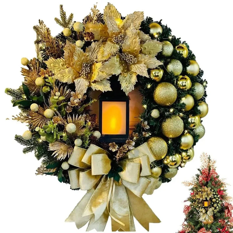 Guirlanda de Natal com Lanterna e Arco Decorativo – 30cm