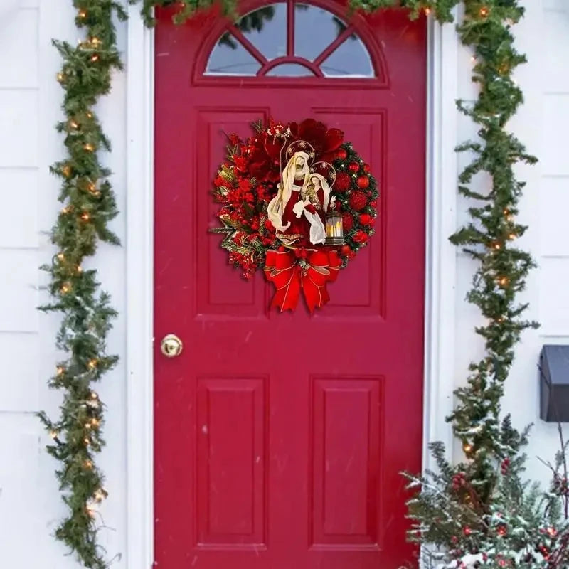 Guirlanda de Natal com Lanterna e Arco Decorativo – 30cm