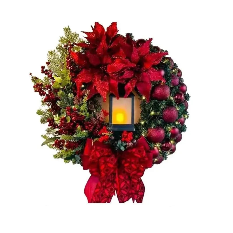 Guirlanda de Natal com Lanterna e Arco Decorativo – 30cm